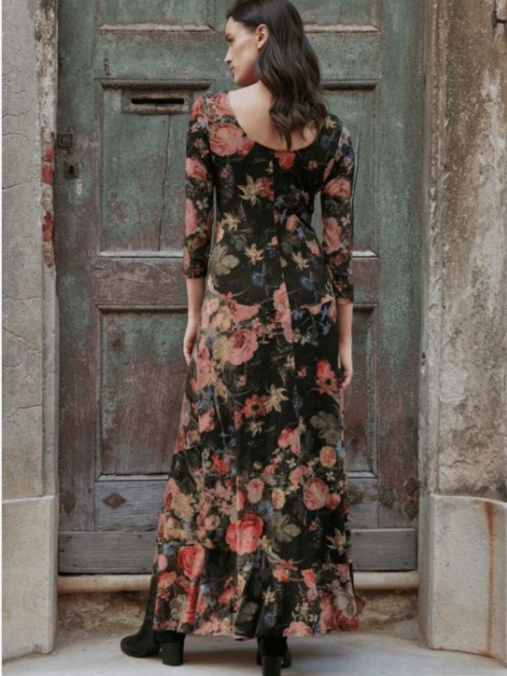 NWT PERUVIAN CONNECTION $389 Still Life Dress Scoop Neck 3/4 Sleeve Maxi Small - Picture 2 of 13